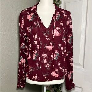 Burgundy Long Sleeve Blouse